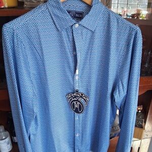 Palm Blue Geometric Men's Casual Shirt